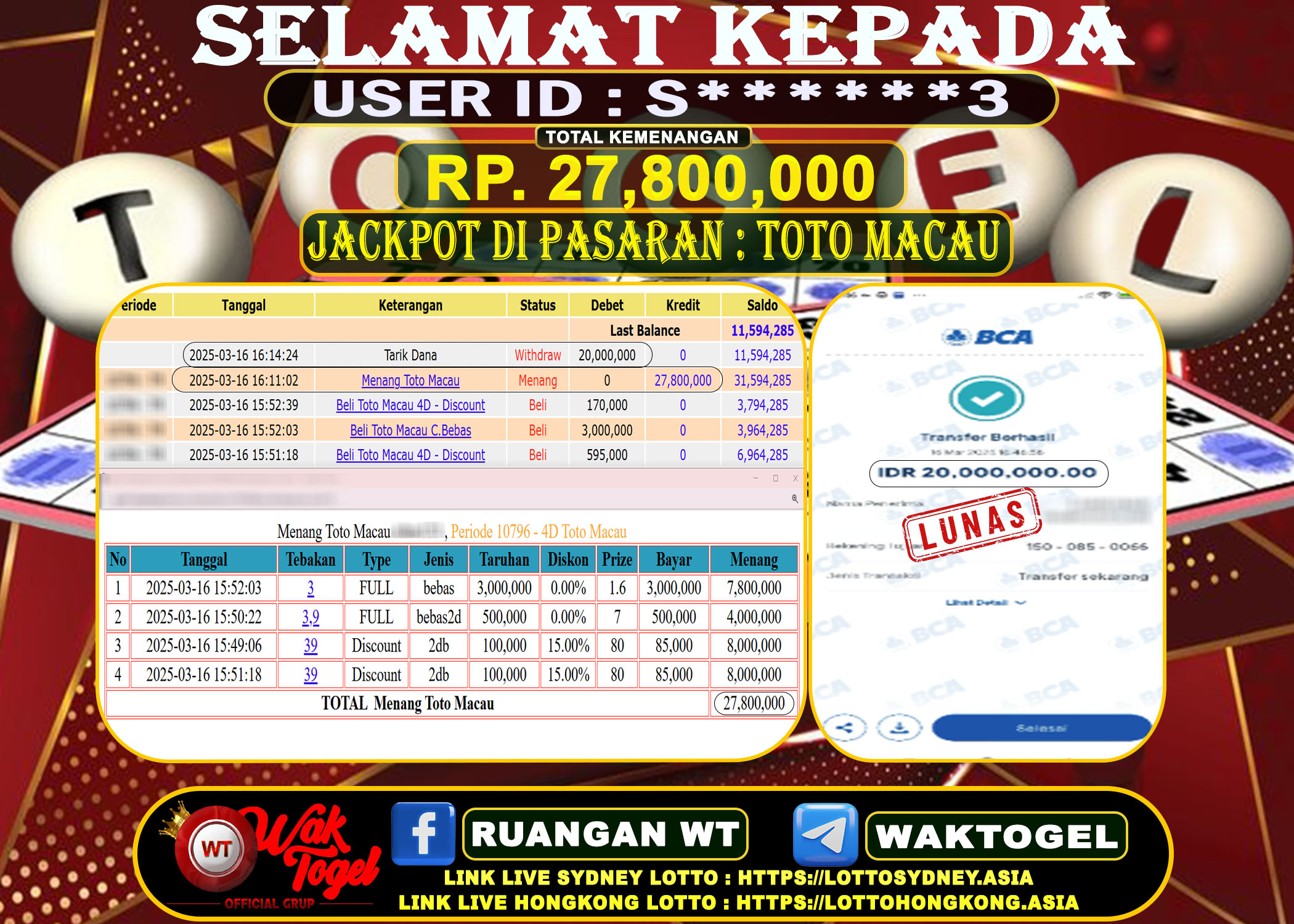 BUKTI PEMBAYARAN TOTO MACAU WAKTOGEL