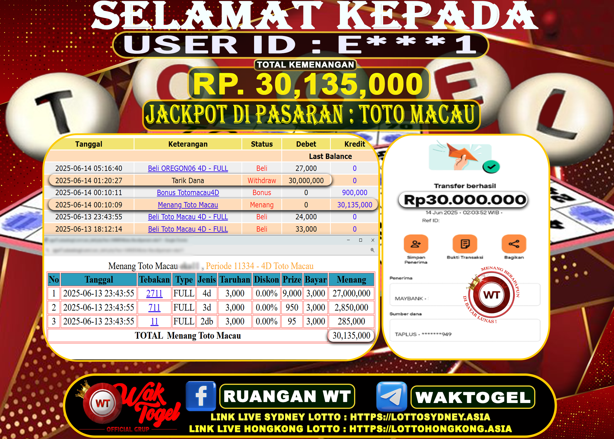 BUKTI PEMBAYARAN TOTO MACAU WAKTOGEL