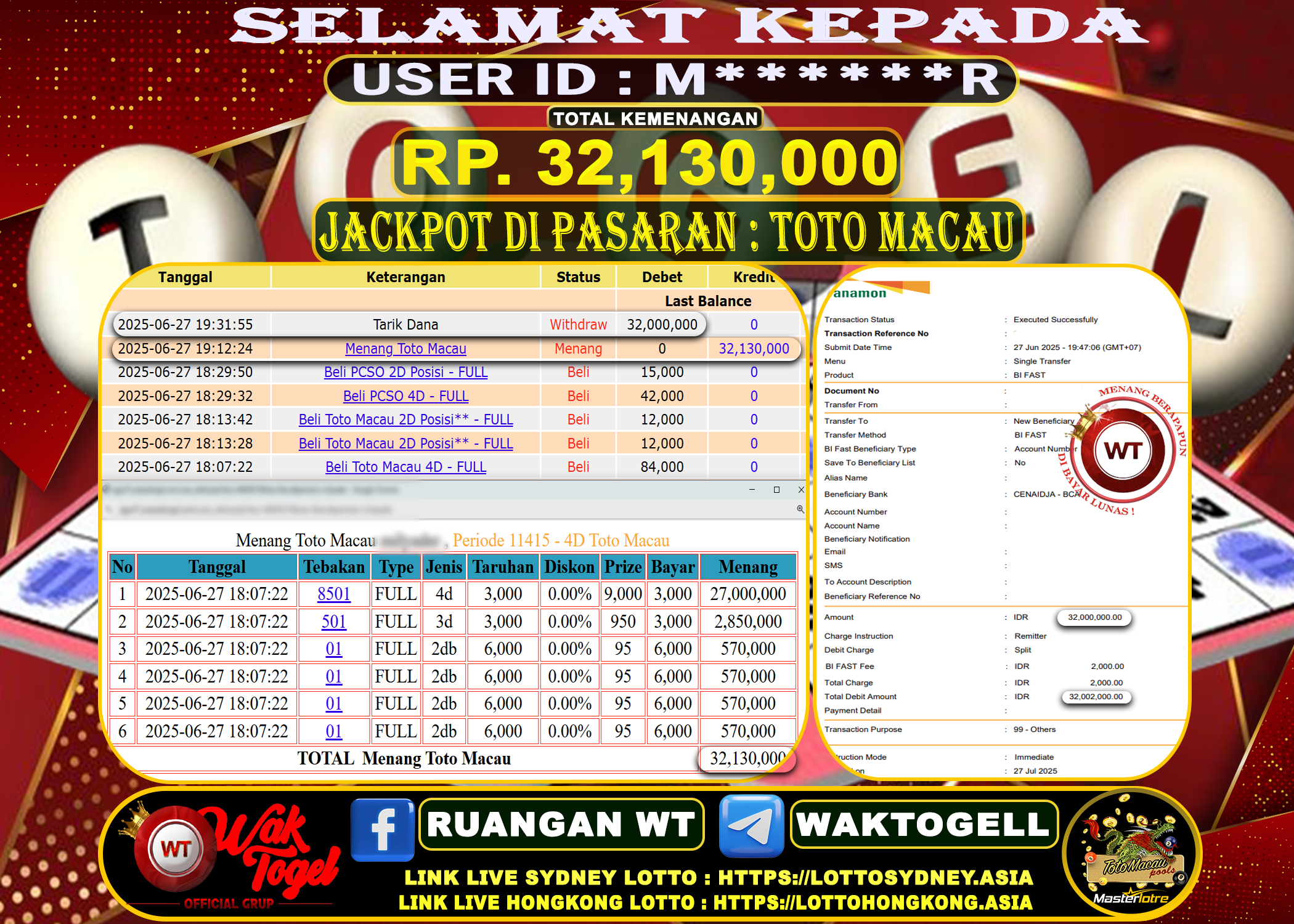 BUKTI PEMBAYARAN TOTO MACAU 4D WAKTOGEL