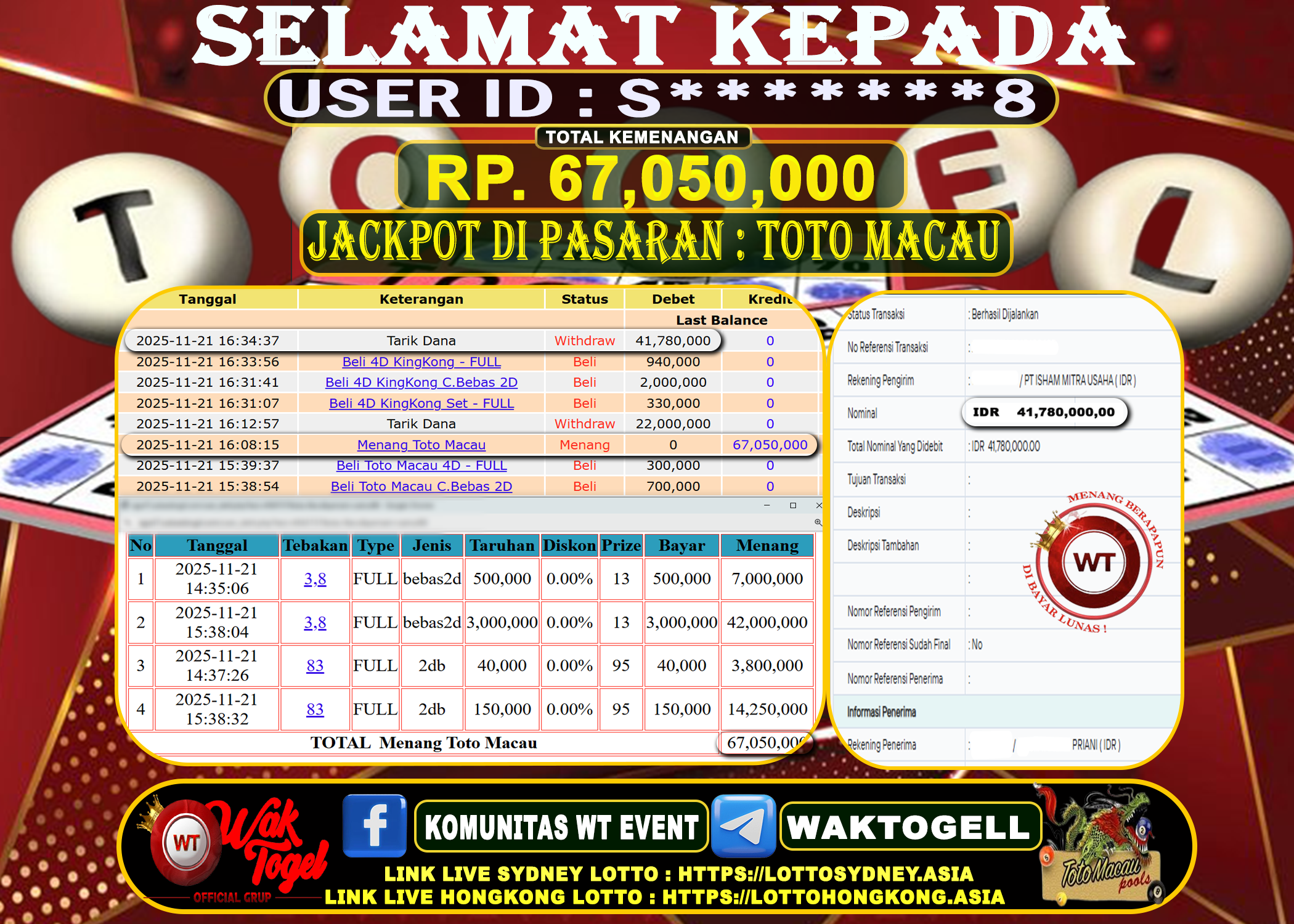 BUKTI PEMBAYARAN TOTO MACAU WAKTOGEL