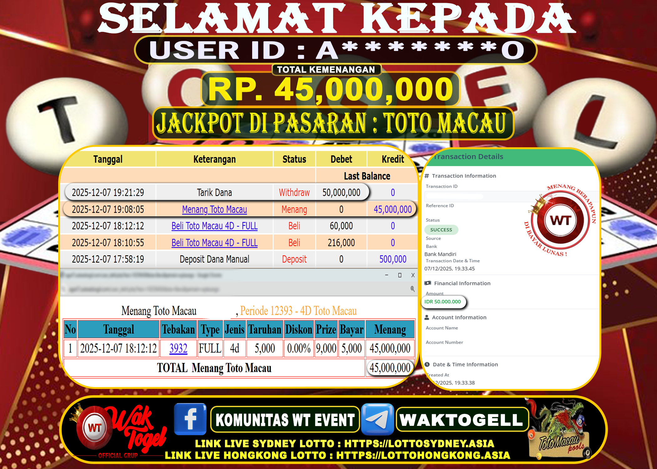 BUKTI PEMBAYARAN TOTO MACAU WAKTOGEL