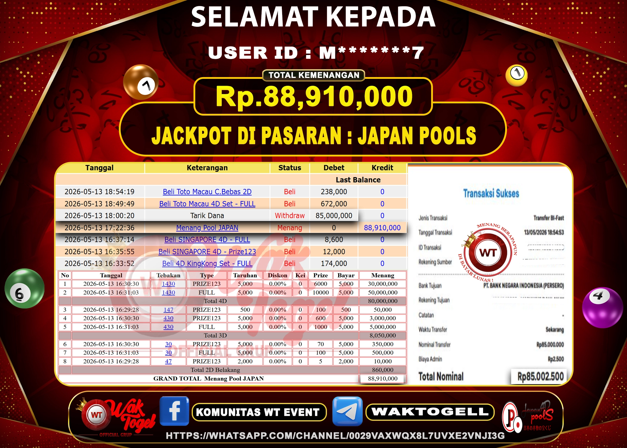 BUKTI PEMBAYARAN JAPAN WAKTOGEL