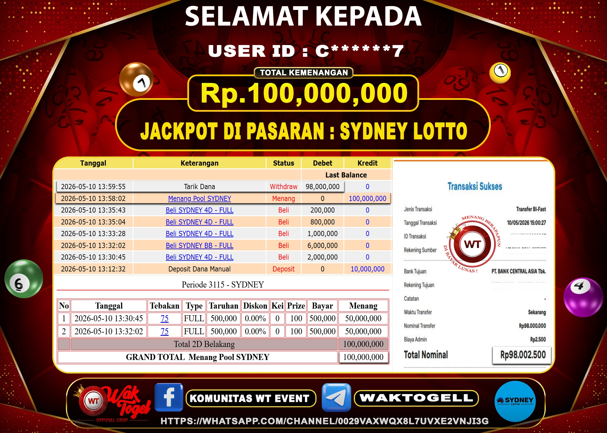 BUKTI PEMBAYARAN SYDNEY LOTTO WAKTOGEL